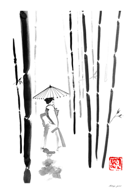 geisha in bamboo forest