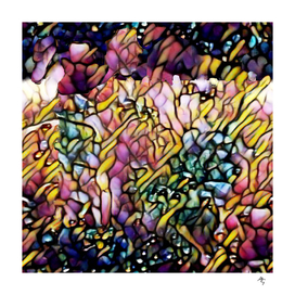 mosaic, dawn dew, pink, blue, yellow, seamless pattern