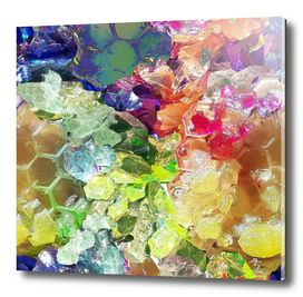crystals grow, from honeycombs, abstraction, fantasy,
