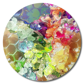 crystals grow, from honeycombs, abstraction, fantasy,