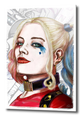 Harley Quinn - Ink & Digital Portrait