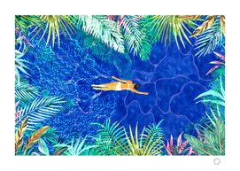 Tropical Jungle Pool | Forest Pop of Color Botanical