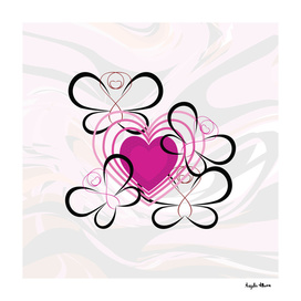 Pink Heart And Butterflies Art