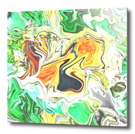 wonderful abstract print, yellow, orange green gray,