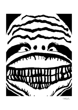 Creepy Monster Black and White Close Up Drawing