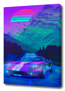 Car Classic Retro Neon  Montain  2077