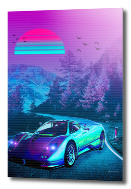 Car Classic  Synthwave Retro  Montain  2077
