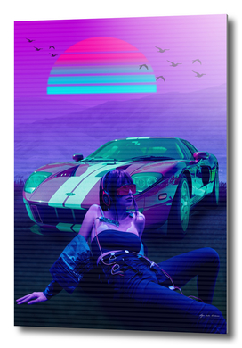Car Classic Synthwave Retro  Montain  2077
