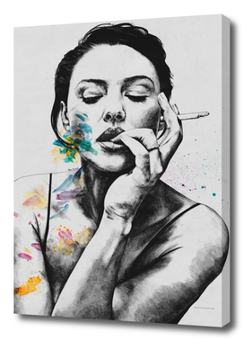 Monica Bellucci sexy portrait | smoking woman drawing