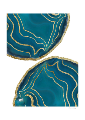 Teal Blue Agate Gold Glam #1 #gem #decor #art