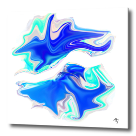 blue swan dance, abstract art, blue, green, white