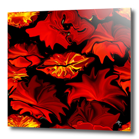 hot kisses, abstract art, red, fiery, black, hot autumn