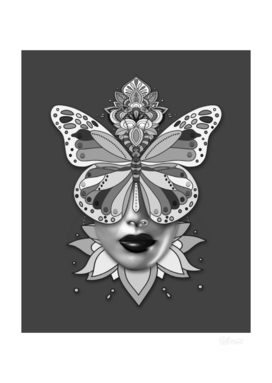Creative Mandala Butterfly Woman Face 1