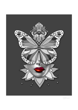 Creative Mandala Butterfly Woman Face 2