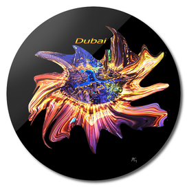 Dubai, galaxy city, night city, night lights, from a height