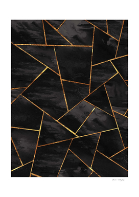 Dark Black Ink Gold Copper Geometric Glam #1 #geo #decor
