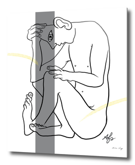 The thinker on white - line art drawing