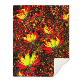 fire flowers, red yellow orange, seamless pattern