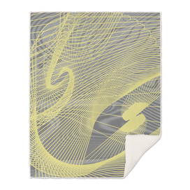 yellow on gray, geometry, lines and spirals, abstract art,