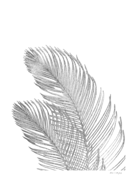 Palm Leaves Finesse Line Art with Silver Foil #1 (Faux Foil)