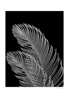Palm Leaves Finesse Line Art with Silver Foil #2 (Faux Foil)