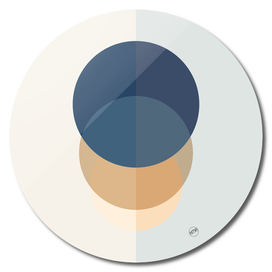 Symmetrical blue and brown circles minimalist design