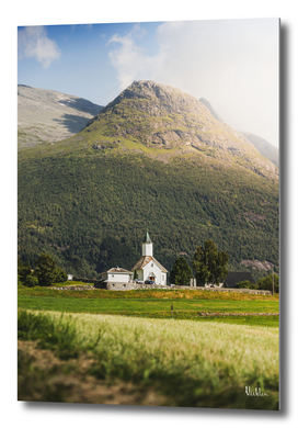 Old White Church in the Mountains