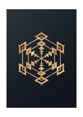 Gold Geometric Glyph Mandala Sigils on Dark Teal - Portrait