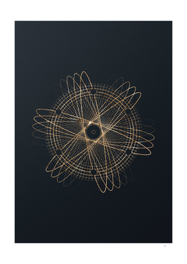 Gold Geometric Glyph Mandala Sigil on Dark Teal - Portrait