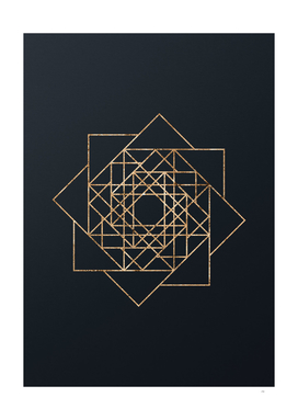 Gold Geometric Glyphs Mandalas Sigil Rune on Teal - Portrait