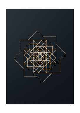 Gold Geometric Glyphs Mandala Sigil Rune on Teal - Portrait