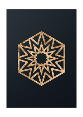 Gold Geometric Glyph Mandala Sigil Rune on Teal - Portrait
