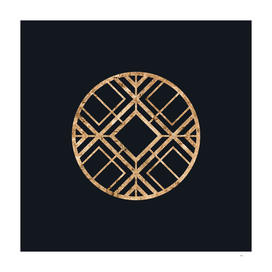 Gold Geometric Glyph on Teal SQUARE - 106