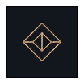 Gold Geometric Glyph on Teal SQUARE - 120