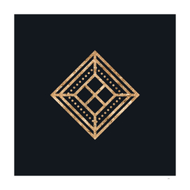 Gold Geometric Glyph on Teal SQUARE - 123
