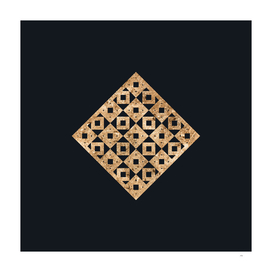 Gold Geometric Glyph on Teal SQUARE - 137