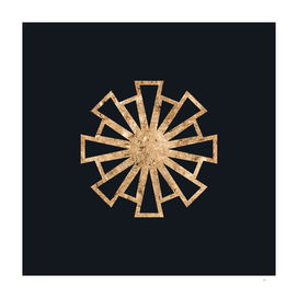 Gold Geometric Glyph on Teal SQUARE - 207
