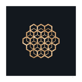 Gold Geometric Glyph on Teal SQUARE - 289