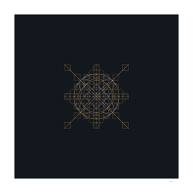 Gold Geometric Glyph on Teal SQUARE - 305