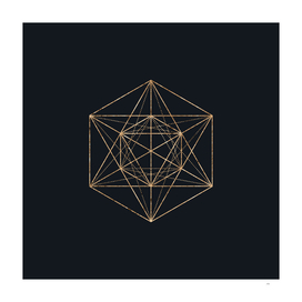 Gold Geometric Glyph on Teal SQUARE - 348