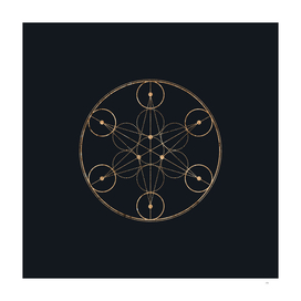 Gold Geometric Glyph on Teal SQUARE - 354