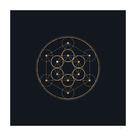 Gold Geometric Glyph on Teal SQUARE - 357