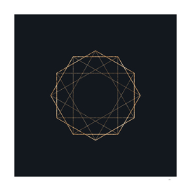 Gold Geometric Glyph on Teal SQUARE - 372
