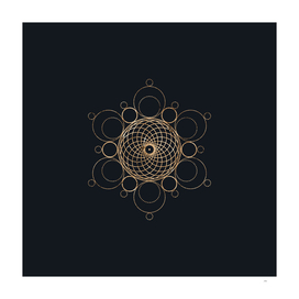 Gold Geometric Glyph on Teal SQUARE - 379