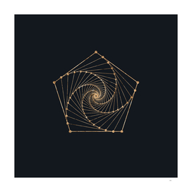 Gold Geometric Glyph on Teal SQUARE - 385