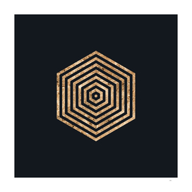 Gold Geometric Glyph on Teal SQUARE - 401