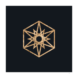 Gold Geometric Glyph on Teal SQUARE - 418