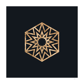 Gold Geometric Glyph on Teal SQUARE - 420