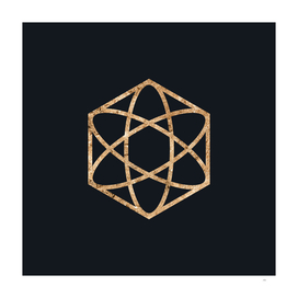 Gold Geometric Glyph on Teal SQUARE - 426