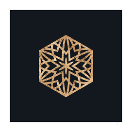 Gold Geometric Glyph on Teal SQUARE - 428